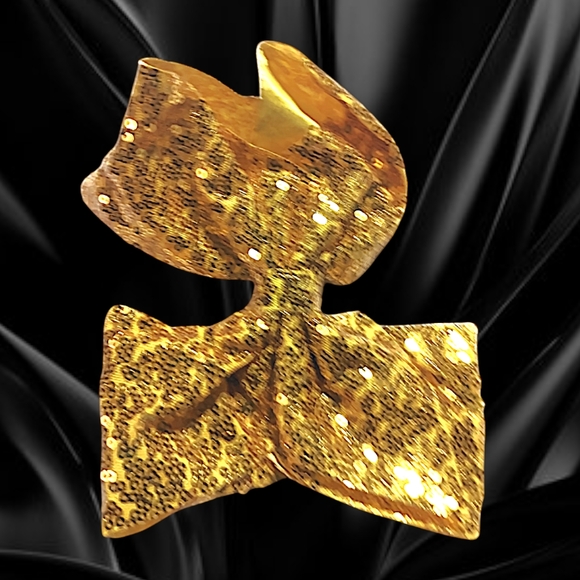 🌲10/$20. New Gold Sequin Hair Bow. 7" - Picture 3 of 8